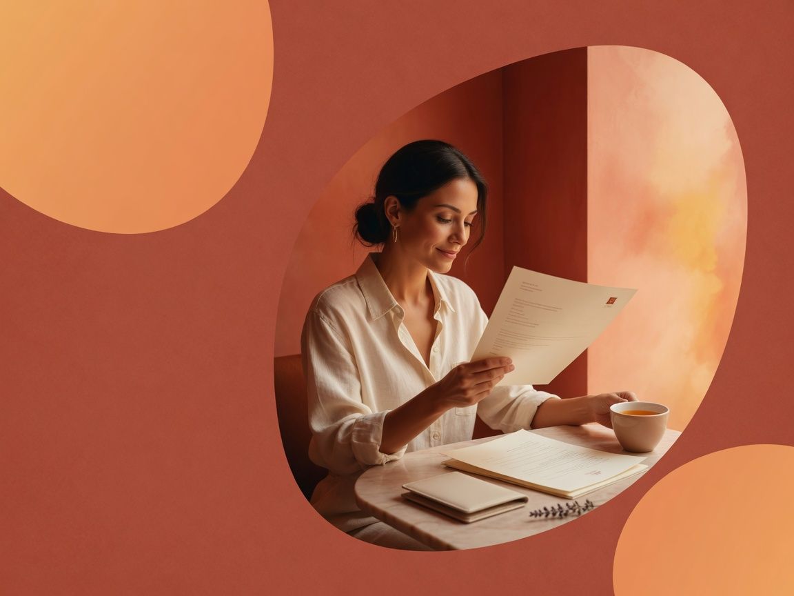 Peaceful traveler reviewing cancellation policy documents