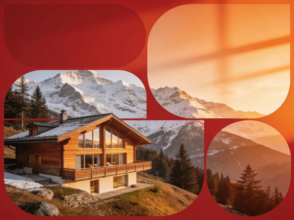Swiss Alps chalet with mountain view